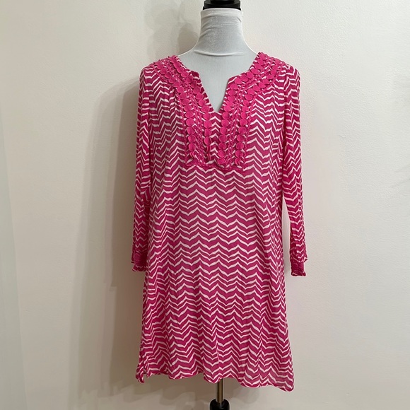 Vineyard Vines Other - Vineyard Vines Chevron Print Tunic Cover Up Bright Pink